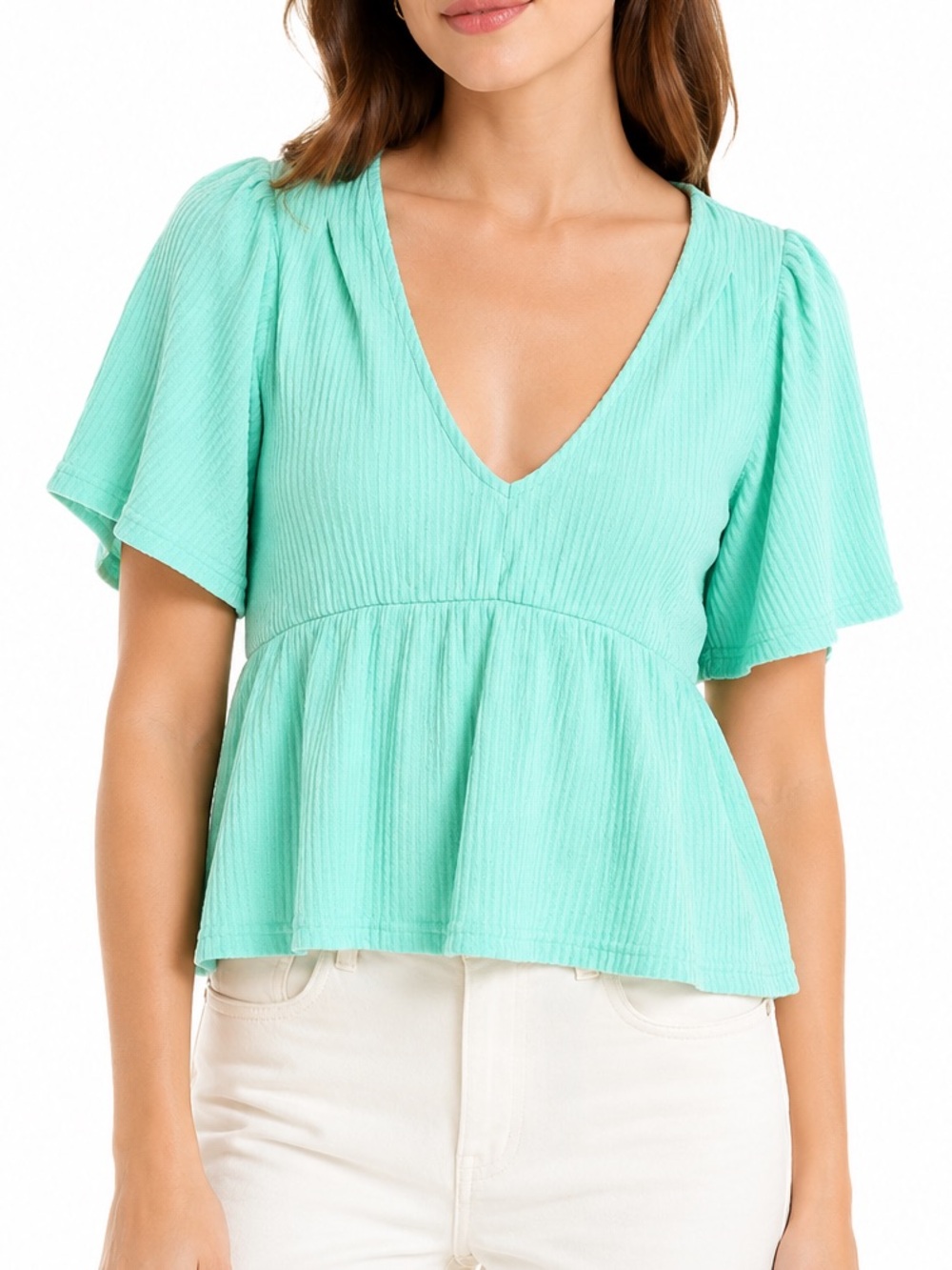 O’NEILL Weslin Top Pool Blue - Size Small V-Neck Skimmer Knit Stretch Tee NWT